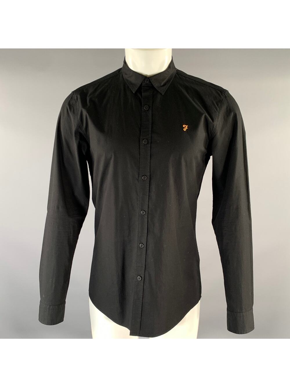 FARAH Size M Black Gold Cotton Button Up Long Sleeve Shirt